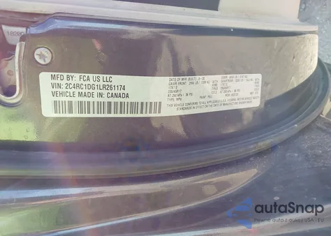 2020 Chrysler Voyager Lxi z USA, uszkodzony, nr VIN 2C4RC1DG1LR261174